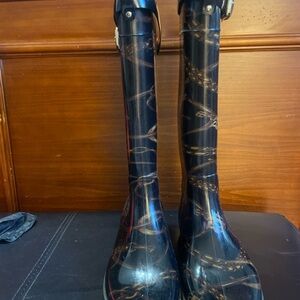 Ralph Lauren Black and Brown Winter Rain Boots